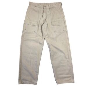 Vintage Wrangler Mens Tan Cargo Pants 33x32 Work Utility Relaxed Fit Grunge Punk